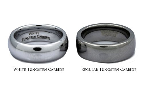 Tungsten Carbide Wedding Bands That Feature Different Finishes and Edge Colors - color: White/Brushed-8mm