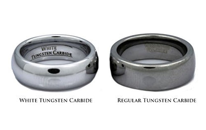 Tungsten Carbide Wedding Bands That Feature Different Finishes and Edge Colors - color: White/Brushed-8mm