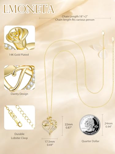 14k Gold Heart Initial Necklaces for Women, Dainty Letter Pendant Chain Necklace, Letter A to Z Initial Jewelry, Anniversary Birthday Gifts for Her Wife Mom Daughter - style: Letter J
