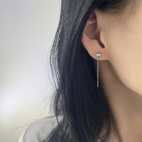 925 Sterling Silver Dangle Earrings with Charms Heart, Water drop, Moon, Star Long Drop Earring for Women Jewelry Gifts Hypoallergenic - color: pearl grey
