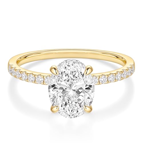 EAMTI 3CT 925 Sterling Silver Engagement Rings Oval Cut Cubic Zirconia CZ Wedding Promise Rings for Her Stunning Wedding Bands for Women Size 3-11 - color: Brass-Gold