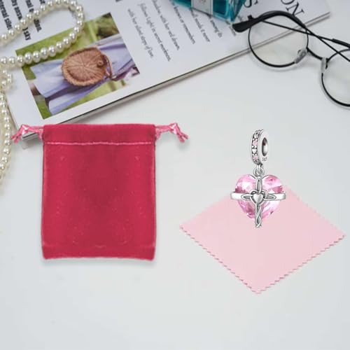 LNQOBU Birthstone Charm for Bracelets,925 Sterling Silve Heart Dangle Charms for Pandora Bracelets - color: J-October