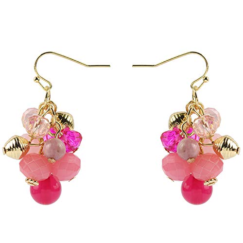 Coiris 3 Layers Illusion Wire Beaded Statement 19.5" Necklace for Women - color: N0005-Pink Mix