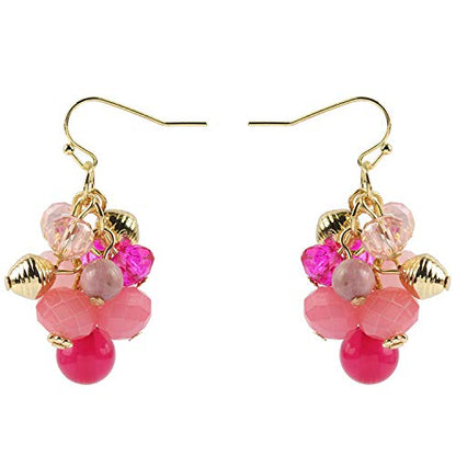 Coiris 3 Layers Illusion Wire Beaded Statement 19.5" Necklace for Women - color: N0005-Pink Mix