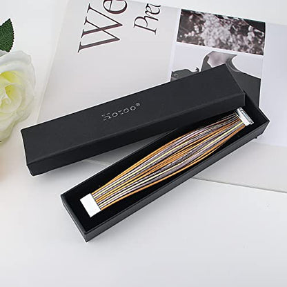 hotoo Leather Wrap Bracelet for Women - color: Champagne Leather Bracelets