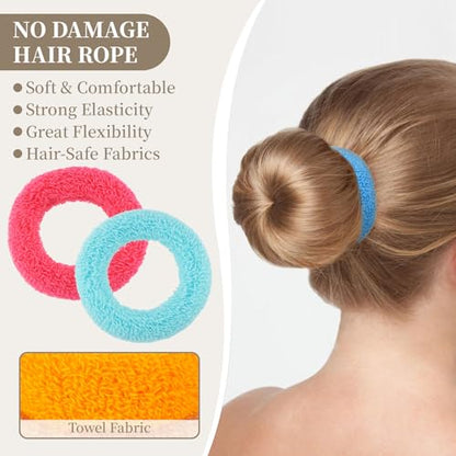 QIUTIMIY 12 Pcs No Damage Hair Ties Thick Hair Elastic Rubber Bands Hair Accessories Scrunchies Seamless for Women - color: Style 15