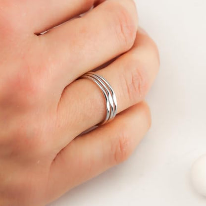 LOTUS STONE JEWELRY Skinny Stacking Rings with Hammered Dimple, Handmade Hammered Stacking Band