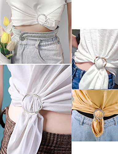 3 Pack Metal Tshirt Clips and Rings 1.9 Inch Large T-shirt Clip Scarf Ring for Girl Women - color: silver