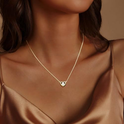 Zeffy Dainty Gold Heart Necklace for Women Trendy 14K Gold/Silver Plate Cute Heart Pendant Choker Necklaces Gold Love Heart Chain Necklace for Women Dainty Gold Jewelry Gifts for Women - style: Tiny Diamond Heart Necklace-Gold