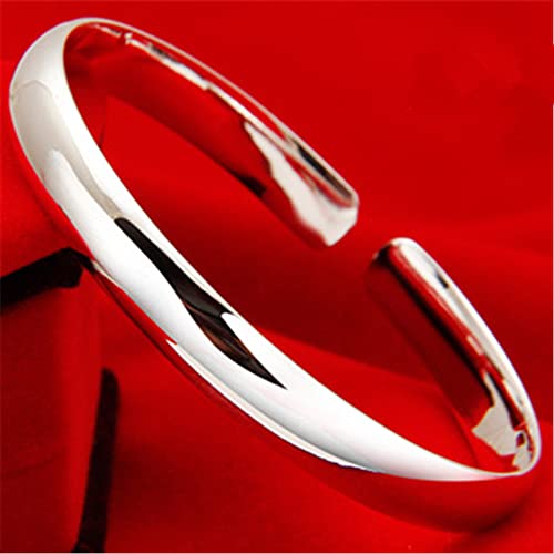 kelistom 925 Sterling Silver Bracelets for Women Teens, Love Heart Charm Chain Bracelet Bangle Fashion Jewelry Gifts - color: polished bangle