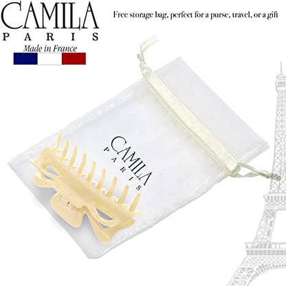 Camila Paris CP3506 French Large Hair Clips for Women Thick Hair for Long Curly Wavy Hair, Girls Hair Claw Clip, Durable Styling Big Claw Clip for Thick Hair, Strong Hold No Slip Grip, Made in France - color: Cream 4.5"