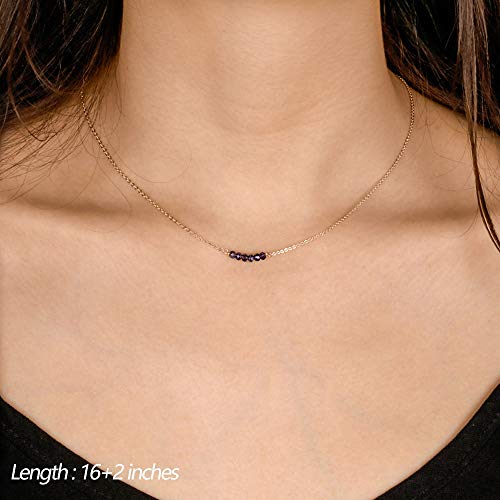 Turandoss Dainty Layered Choker Necklace, Handmade Y Pendant Necklace Multilayer Bar Disc Necklace Adjustable Layering Choker Necklaces for Women - style: 3PCS - Amethyst&Bar&Hammered Disc