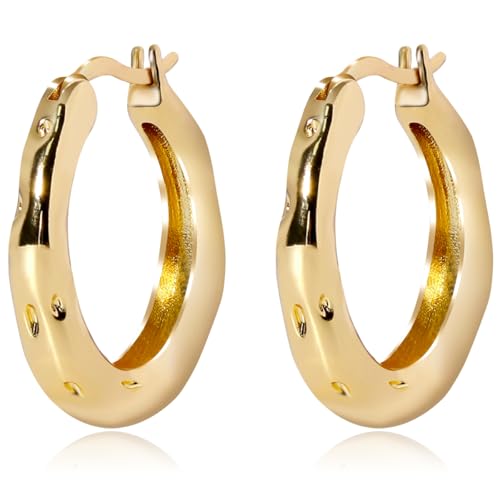 Golden Hoop Earrings For Women The Twisted Close-Fitting Hoop Shape Is Crafted With Gold-Plated Material And S925 Silver Pins Light Luxury Elegant Unique And Minimalist Style - color: GEE4021-Gold