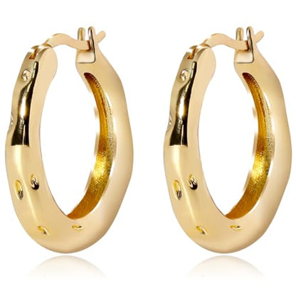 Golden Hoop Earrings For Women The Twisted Close-Fitting Hoop Shape Is Crafted With Gold-Plated Material And S925 Silver Pins Light Luxury Elegant Unique And Minimalist Style - color: GEE4021-Gold