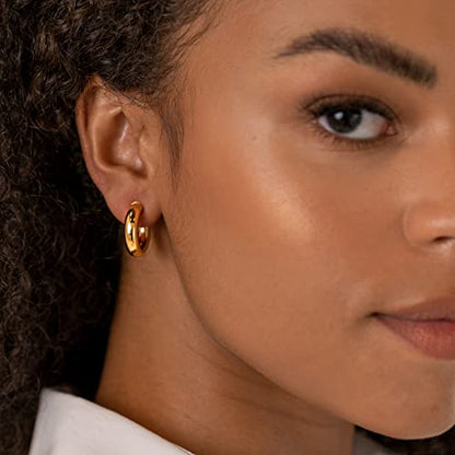 PAVOI Chunky Gold Hoop Earrings for Women, Lightweight 14K Gold Plated | Gold Hoops, Gold Plated Earrings, Womens Earrings, 14K Gold Hoop Earrings - color: Pack, size: 30 MM