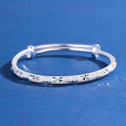 925 Sterling Silver Bracelet Plated Cuff Bangle Bracelet Fashionable Multi-layer Cross Wire Bangle Bracelet Open Adjustable Wide Cuff Bracelet for Teen Girls Fashion Jewelry - color: 05