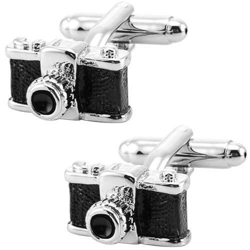 Vintage Camera Cufflinks for Men in Gift Box Unique Funny Photographer Cufflinks for Business Wedding Anniversary Shirt - size: 16 x 10mm