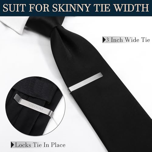 HAWSON Father of the Bride and Groom Tie Clip Best Man Skinny Stainless Steel Marriage Tie Bar Wedding Gift for Man - style: 2''-GROOM