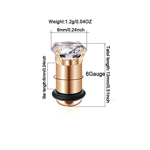 2/4/6/8 Gauge Earrrings Plugs Tunnels Gauges for Ears - color: rosegold3mm