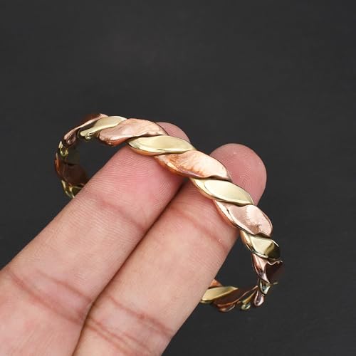 Pure Copper Cuff Bangle Bracelet 100% Solid, Raw & Uncoated Handmade Bracelets Jewelry Cuff Gift Bangle for Women & Men - color: Copper Cb-107