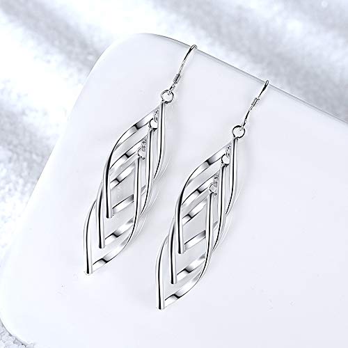 Sterling Silver Plated Earrings Dangle Earrings Linear Drop Statement Earrings for Women - color: SILVER
