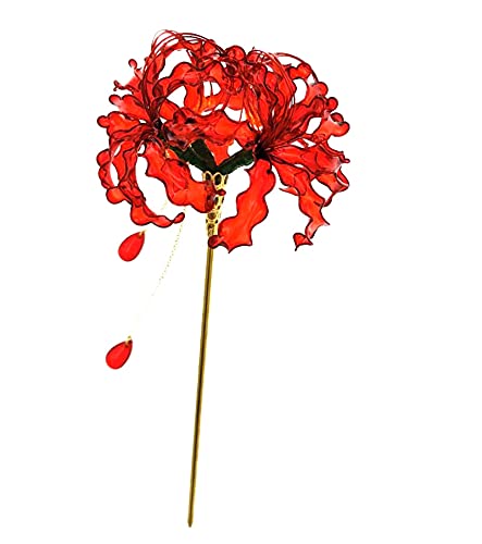 Handmade Lycoris Radiata Flower Hairpin,Kanzashi Hair Stick for Kimono Hair Accessories, Cosplay Decor Ornament Women Girl Jewellery 1pc