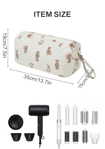 TeeYee Nylon Hair Tools Travel Bag for Dyson Airwrap Quilted Toiletry Bag | Travel Storage Bag for Shark Flexstyle/Curling Iron,Water-repellent,Wide-open,Well-structured,Heat-safe lining,001bear - color: Bear
