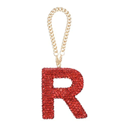 MECCANIXITY Bling Car Letter Charm, Initial R Letter Interior Car Rear View Mirror Decoration Hanging Crystal Ornaments for Women Bags Water Cup DIY Craft, Red - style: Letter R
