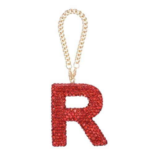 MECCANIXITY Bling Car Letter Charm, Initial R Letter Interior Car Rear View Mirror Decoration Hanging Crystal Ornaments for Women Bags Water Cup DIY Craft, Red - style: Letter R