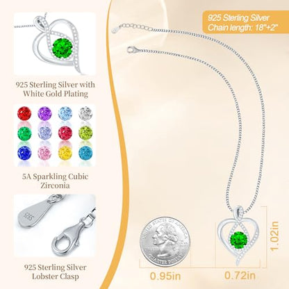 925 Sterling Silver Infinity Heart Necklace for Women, Rhodium Plated Cubic Zirconia Pendant Gift for Girlfriend Wife Mom - Anniversary Valentine's Day Birthday Present with Elegant Gift Box - color: Silver-05-May