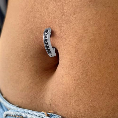 16G Labret Stud, G23 Titanium Vertical Labret Lip Piercing Jewelry, Gold Eyebrow Ring Clicker Belly Button Ring Hoop For Women Men - color: Silver, size: 8mm Black CZ