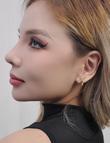 FAN&LOUIS Clip On Earrings Women,14K Gold Clip-On Stud Earrings Trendy Simple Minimalist Lightweight Non Pierced Earrings Stud for Women Gifts