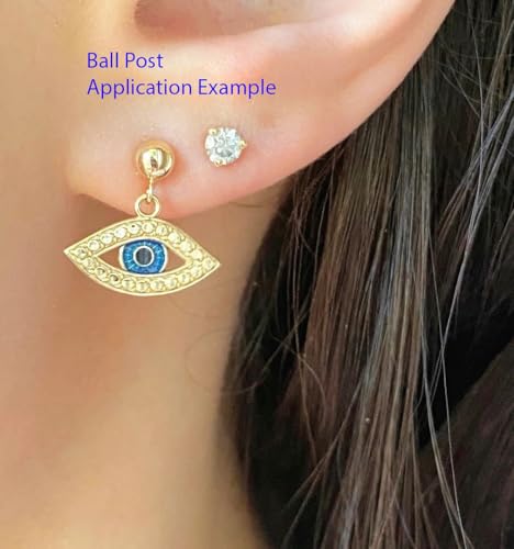 50pcs Adabele 316 Grade Surgical Stainless Steel Hypoallergenic Earring Posts 4mm Ball Post Open Ring 50pcs Earnut Backs DIY Earrings Jewelry Making SEF218-4 - size: 4mm (0.16 Inch) Ball Post