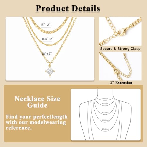 Layered Gold Necklaces for Women14K Gold Planted Non Tarnish | Cuban, Herringbone,Figaro,Paperclip Chain Layering Stack Choker Necklace , Trendy Jewelry Gift for Women - color: B