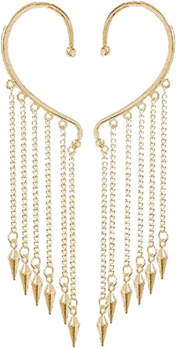 Ear Cuffs Earrings for Women Non Piercing,Long Tassel Ear Wrap Earrings Ear Cuff Droping Chain Earrings jewelry - color: D:Bullet G