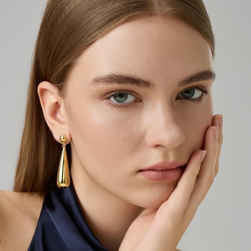 Green Crystal huggie gold hoop earrings for women Girls,14K Gold Plated with 925 Sterling Silver Post color Cubic Zirconia dainty cute Earrings| CZ Stud Earring - color: Large Teardrop Earrings