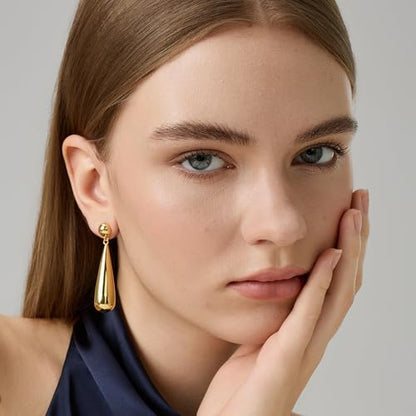 Green Crystal huggie gold hoop earrings for women Girls,14K Gold Plated with 925 Sterling Silver Post color Cubic Zirconia dainty cute Earrings| CZ Stud Earring - color: Large Teardrop Earrings