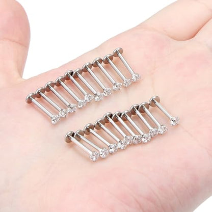 16G Lip Rings Stainless Steel Tragus Helix Conch Piercing Jewelry Snake Bite Piercing Monroe Lip Rings Labret Medusa Cartilage Lobe Earrings Studs Piercing Jewelry 6MM 8MM 10MM Silver - color: Clear Cz-10MM