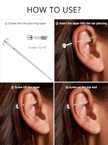 Oveta 16G 18G Flat Back Studs Earrings for Tragus Cartilage Piercing Jewelry, Surgical Steel Nose Rings Hoops 6/8/10mm, Silver/Gold - color: Silver, size: 16g*6/7/8mm bar