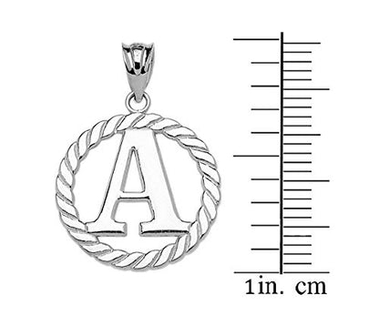 Claddagh Gold Fine 925 Sterling Silver Personalized Initial A-Z Roped Circle Charm Pendant - style: A