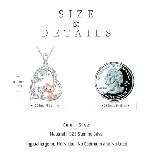 Heart Animal Necklace 925 Sterling Silver Cute Animal Pendant Jewelry Birthday Gifts for Women Girlfriend Mom Animal Lovers - style: 4-2 Pig