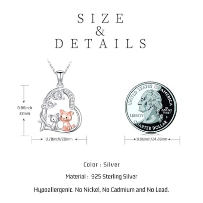 Heart Animal Necklace 925 Sterling Silver Cute Animal Pendant Jewelry Birthday Gifts for Women Girlfriend Mom Animal Lovers - style: 4-2 Pig