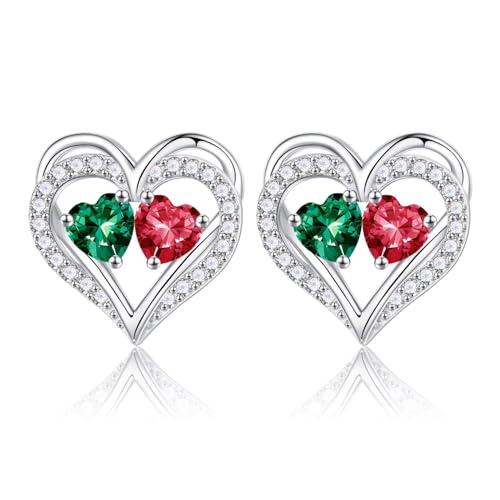 Iefil Birthstone Earrings for Women - 925 Sterling Silver Birthstone Earrings, Anniversary Birthday Gifts for Women Wife Girlfriend Mom - color: 05-07-May-Jul Birthstone