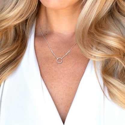 S925 Silver Women's Bar Necklace/Double Circle Layered Y Necklace Chain Adjustable Long/Tiny Pendant Chain Choker for Lady Gift - style: Circle A