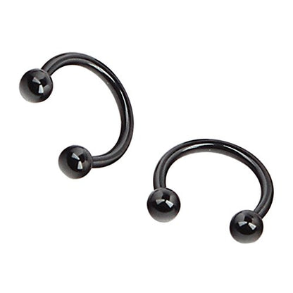 10PCS 16G CBR Horseshoe Circular Rings Black Titanium Anodized 316L Surgical Steel for Lip, Septum Piercing Jewelry & Cartilage 3mm Balls 6-12mm