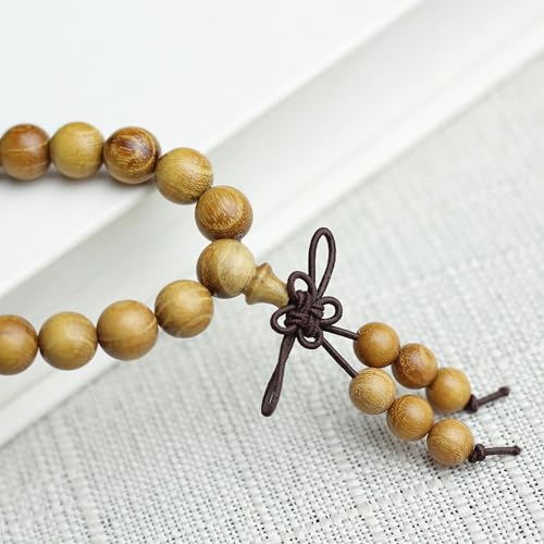Zen Dear Natural Golden Sandalwood Mexican Bocote Mala Prayer Bead Bracelet Link Wrist Necklace Mala Beads - style: 8mm 108 beads