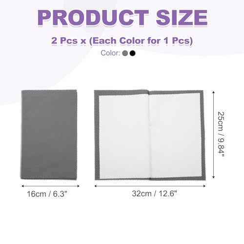 PATIKIL 9.8"x12.6" Jewelry Cleaning Cloth, 2 Pack Double-Sided Fleece Polishing Cloth for Gold, Silver and Jewelry, Black/Dark Gray - color: Black/Dark Gray, size: 9.8"x12.6"