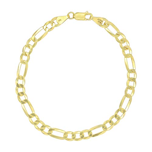 14K Gold or Rhodium Plated Silver Figaro Chain For Men | 1mm-13mm Thick | Solid 925 Figaro Italian Necklaces For Men - style: 5.50MM- Yellow