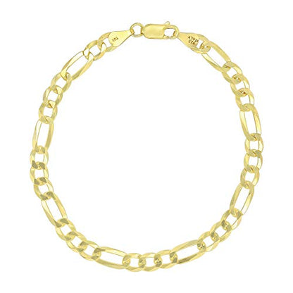 14K Gold or Rhodium Plated Silver Figaro Chain For Men | 1mm-13mm Thick | Solid 925 Figaro Italian Necklaces For Men - style: 5.50MM- Yellow