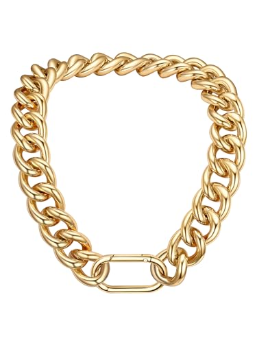 Chunky Gold Necklace for Women, 14K Gold Cuban Chain with Oval Spring Ring, 13MM/16MM/23MM 14K Gold Plated Womens Gold Chain Necklace Hip Pop Trendy Jewlry Gifts - size: 18 inchs, style: 23MM -14K Gold